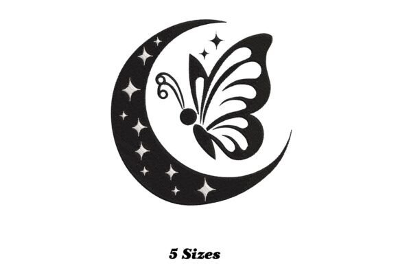 Butterfly Moon Embroidery Design