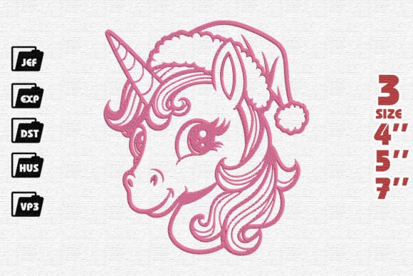 Cute Santa’s Unicorn Embroidery
