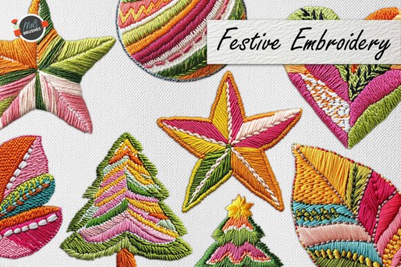 Festive Embroidery Scrapbook Clipart