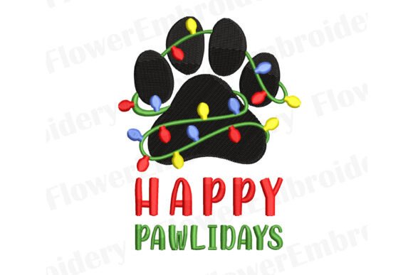 Happy Pawlidays Embroidery